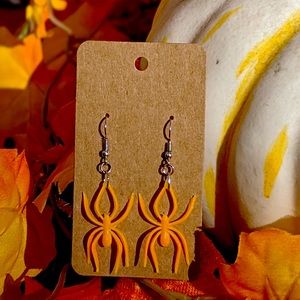 Orange Spider Earrings